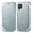 Leather Case Stands Fashionable Pattern Flip Cover Holder S01D for Samsung Galaxy F62 5G Silver