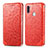 Leather Case Stands Fashionable Pattern Flip Cover Holder S01D for Samsung Galaxy M11 Red