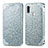 Leather Case Stands Fashionable Pattern Flip Cover Holder S01D for Samsung Galaxy M11 Silver