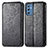 Leather Case Stands Fashionable Pattern Flip Cover Holder S01D for Samsung Galaxy M52 5G Black