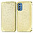 Leather Case Stands Fashionable Pattern Flip Cover Holder S01D for Samsung Galaxy M52 5G Gold