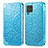 Leather Case Stands Fashionable Pattern Flip Cover Holder S01D for Samsung Galaxy M62 4G Blue