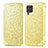 Leather Case Stands Fashionable Pattern Flip Cover Holder S01D for Samsung Galaxy M62 4G Gold