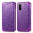 Leather Case Stands Fashionable Pattern Flip Cover Holder S01D for Samsung Galaxy S20 5G Purple