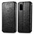 Leather Case Stands Fashionable Pattern Flip Cover Holder S01D for Samsung Galaxy S20 Plus Black