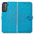 Leather Case Stands Fashionable Pattern Flip Cover Holder S01D for Samsung Galaxy S22 Plus 5G Blue