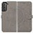 Leather Case Stands Fashionable Pattern Flip Cover Holder S01D for Samsung Galaxy S22 Plus 5G Gray