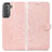 Leather Case Stands Fashionable Pattern Flip Cover Holder S01D for Samsung Galaxy S23 Plus 5G Pink