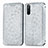 Leather Case Stands Fashionable Pattern Flip Cover Holder S01D for Sony Xperia 10 III SO-52B Silver