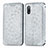 Leather Case Stands Fashionable Pattern Flip Cover Holder S01D for Sony Xperia Ace II Silver