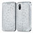 Leather Case Stands Fashionable Pattern Flip Cover Holder S01D for Sony Xperia Ace II SO-41B Silver