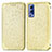 Leather Case Stands Fashionable Pattern Flip Cover Holder S01D for Vivo iQOO Z3 5G Gold