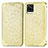 Leather Case Stands Fashionable Pattern Flip Cover Holder S01D for Vivo V20 (2021) Gold