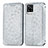 Leather Case Stands Fashionable Pattern Flip Cover Holder S01D for Vivo V20 Silver