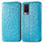 Leather Case Stands Fashionable Pattern Flip Cover Holder S01D for Vivo V21e 5G Blue