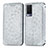 Leather Case Stands Fashionable Pattern Flip Cover Holder S01D for Vivo V21e 5G Silver