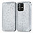 Leather Case Stands Fashionable Pattern Flip Cover Holder S01D for Vivo V23 5G Silver