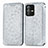Leather Case Stands Fashionable Pattern Flip Cover Holder S01D for Vivo V23 Pro 5G Silver