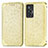 Leather Case Stands Fashionable Pattern Flip Cover Holder S01D for Vivo X70 5G Gold