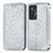 Leather Case Stands Fashionable Pattern Flip Cover Holder S01D for Vivo X70 5G Silver