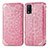 Leather Case Stands Fashionable Pattern Flip Cover Holder S01D for Vivo Y3s (2021) Rose Gold