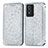 Leather Case Stands Fashionable Pattern Flip Cover Holder S01D for Vivo Y74s 5G Silver