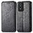 Leather Case Stands Fashionable Pattern Flip Cover Holder S01D for Vivo Y76s 5G Black