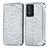 Leather Case Stands Fashionable Pattern Flip Cover Holder S01D for Vivo Y76s 5G Silver