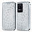 Leather Case Stands Fashionable Pattern Flip Cover Holder S01D for Xiaomi Poco F4 5G Silver