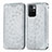 Leather Case Stands Fashionable Pattern Flip Cover Holder S01D for Xiaomi Redmi 10 4G Silver