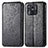 Leather Case Stands Fashionable Pattern Flip Cover Holder S01D for Xiaomi Redmi 10 India Black