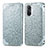 Leather Case Stands Fashionable Pattern Flip Cover Holder S01D for Xiaomi Redmi K40 5G Silver