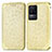 Leather Case Stands Fashionable Pattern Flip Cover Holder S01D for Xiaomi Redmi K50 5G Gold