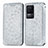 Leather Case Stands Fashionable Pattern Flip Cover Holder S01D for Xiaomi Redmi K50 5G Silver