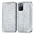 Leather Case Stands Fashionable Pattern Flip Cover Holder S01D for Xiaomi Redmi Note 10 Pro 5G Silver