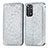 Leather Case Stands Fashionable Pattern Flip Cover Holder S01D for Xiaomi Redmi Note 11 4G (2022) Silver