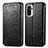 Leather Case Stands Fashionable Pattern Flip Cover Holder S01D for Xiaomi Redmi Note 11 SE India 4G Black