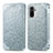 Leather Case Stands Fashionable Pattern Flip Cover Holder S01D for Xiaomi Redmi Note 11 SE India 4G Silver