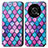 Leather Case Stands Fashionable Pattern Flip Cover Holder S02D for Huawei Enjoy 50 Pro Purple