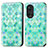 Leather Case Stands Fashionable Pattern Flip Cover Holder S02D for Huawei Honor 50 5G Green