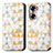 Leather Case Stands Fashionable Pattern Flip Cover Holder S02D for Huawei Honor 60 5G White