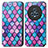 Leather Case Stands Fashionable Pattern Flip Cover Holder S02D for Huawei Honor Magic5 5G Purple