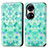 Leather Case Stands Fashionable Pattern Flip Cover Holder S02D for Huawei P50 Green