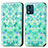 Leather Case Stands Fashionable Pattern Flip Cover Holder S02D for Motorola Moto E13 Green