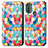 Leather Case Stands Fashionable Pattern Flip Cover Holder S02D for Motorola Moto E20 Mixed