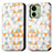 Leather Case Stands Fashionable Pattern Flip Cover Holder S02D for Motorola Moto Edge (2023) 5G White