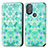 Leather Case Stands Fashionable Pattern Flip Cover Holder S02D for Motorola Moto G Play Gen 2 Green