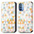 Leather Case Stands Fashionable Pattern Flip Cover Holder S02D for Motorola Moto G31 White