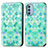 Leather Case Stands Fashionable Pattern Flip Cover Holder S02D for Motorola Moto G51 5G Green