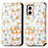 Leather Case Stands Fashionable Pattern Flip Cover Holder S02D for Motorola Moto G53y 5G White